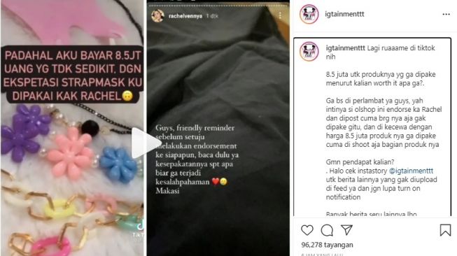 Unggahan soal Rachel Vennya [Instagram/@igtainmenttt]