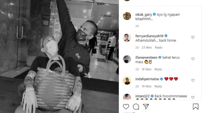 Potret terkini Gary Iskak sepulang dari rumah sakit [Instagram]