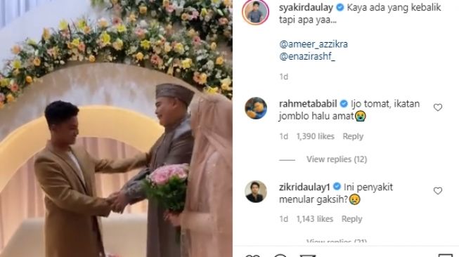 6 Momen Resepsi Pernikahan Ameer Azzikra dan Nadzira Shafa