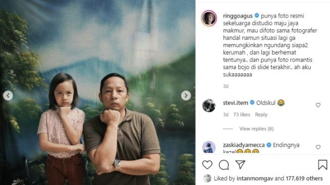 Pemotretan Ringgo Agus Sekeluarga Bertema Jadul [Instagram]