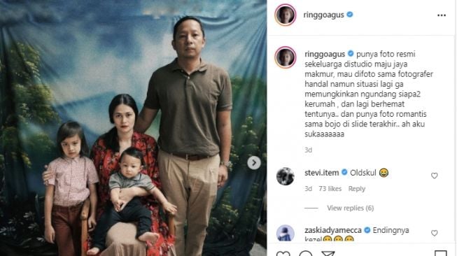 Pemotretan Ringgo Agus Sekeluarga Bertema Jadul [Instagram]