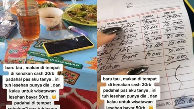 Wanita kaget makan di tempat kena biaya tambahan Rp 20 ribu. (Tiktok)