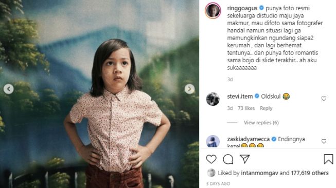 Pemotretan Ringgo Agus Sekeluarga Bertema Jadul [Instagram]