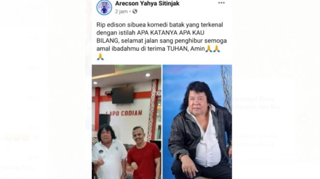 Pelawak Edison Sibuea meninggal dunia karena Covid-19 (Facebook)