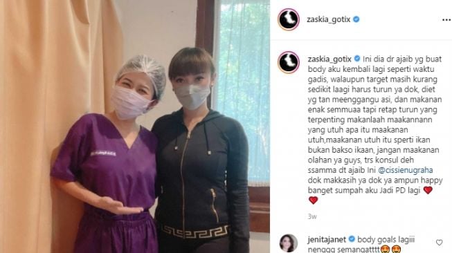 Potret terkini Zaskia Gotik kembali langsing. [Instagram]