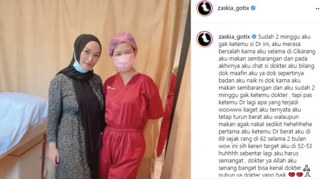 Potret terkini Zaskia Gotik kembali langsing. [Instagram]