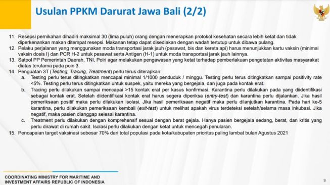 Draf usulan PPKM Darurat Jawa Bali. (tangkap layar)