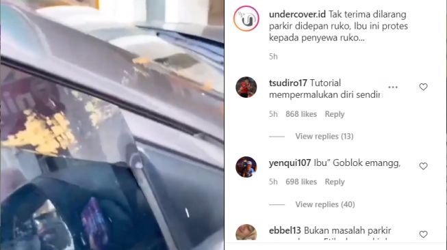 Emak-emak tidak terima ditegur usai parkir sembarangan di depan ruko (Instagram)