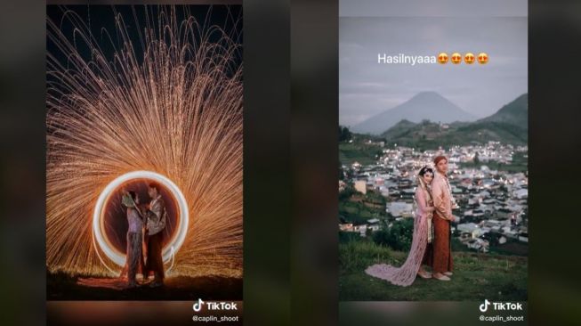 Viral Prewedding Bar-Bar, Pengantin Naik Gunung Pakai Jarik (tiktok.com/caplin_shoot)