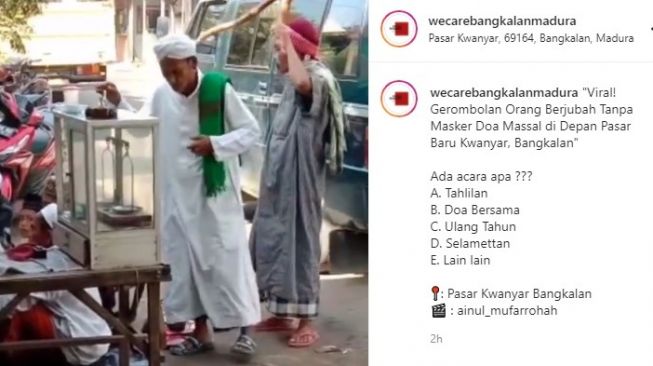 Viral Kerumunan Warga Tak Pakai Masker di Bangkalan, Warganet: Ritual Tolak Virus