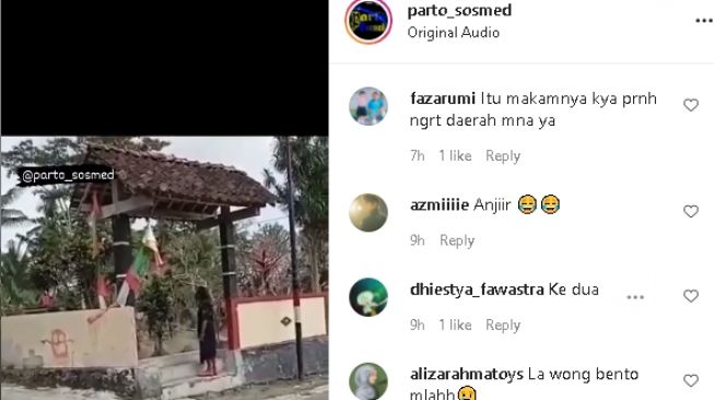 Aksi pria teriak-teriak bangunkan orang di kuburan (instagram)