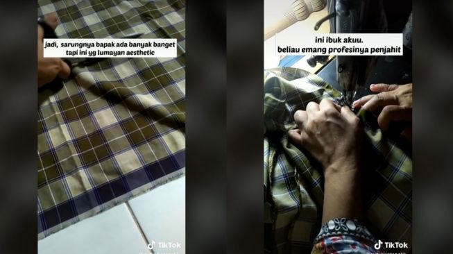 Viral Wanita Ini Pakai Baju dari Sarung Mendiang Ayah (tiktok.com/@redvelvetenakk_)