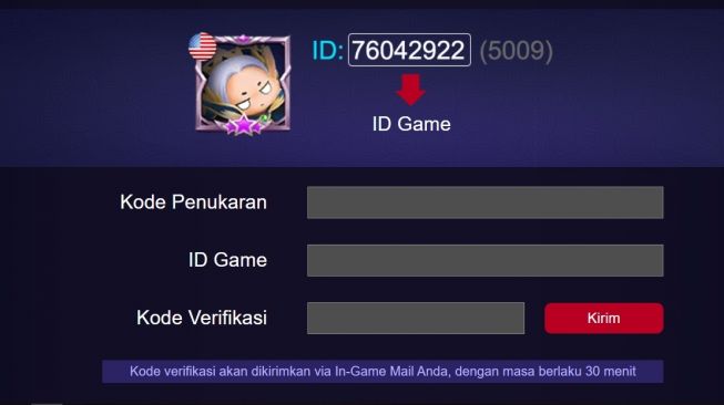 Situs klaim kode redeem ML Mobile Legends (m.mobilelegends.com/id/codexchange)