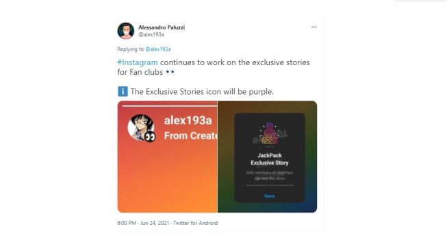 Bocoran fitur baru Instagram Stories. [Twitter]
