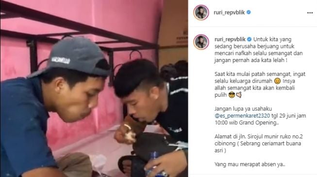 Momen Ruri Repvblik bangun kedai minuman [Instagram/ruri_repvblik]