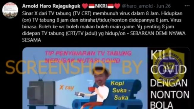 CEK FAKTA: Benarkah Sinar X TV Tabung Bisa Bunuh Virus Dalam 8 Jam?