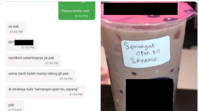 Pesan dari suami untuk istri dalam gelas minuman (twitter)