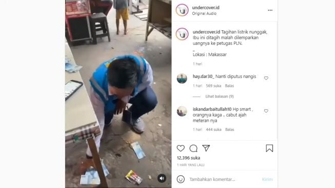 Reaksi perempuan ini ditagih bayar listrik lempar uang ke petugas PLN. [Instagram]