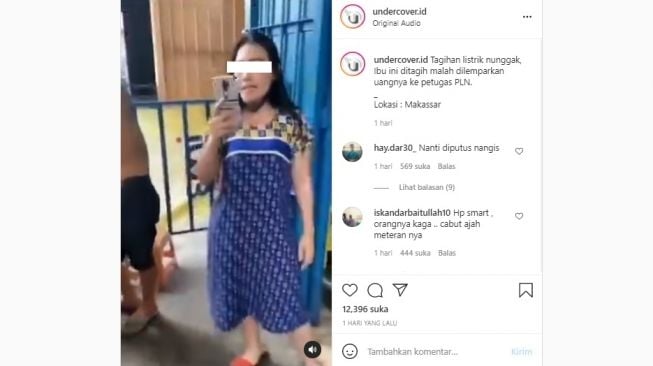 Reaksi perempuan ini ditagih bayar listrik lempar uang ke petugas PLN. [Instagram]