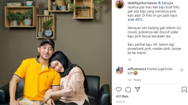 Potret Dede Fajar adik Denny Cagur. [Instagram]