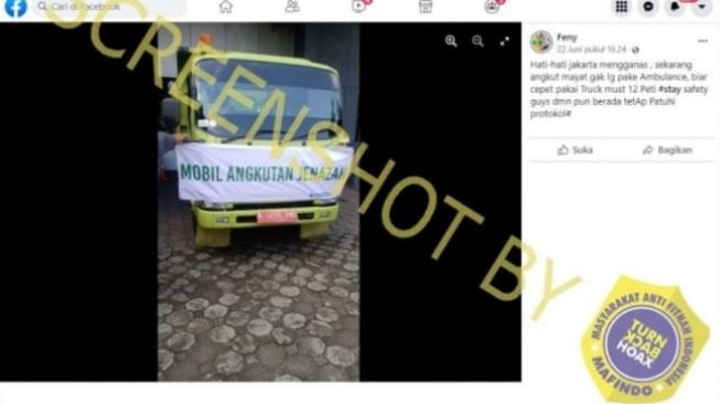 CEK FAKTA: Benarkah Angkut Mayat Sudah Pakai Truk Bukan Ambulans di Jakarta?