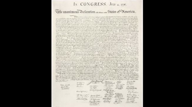 Deklarasi kemerdekaan Amerika Serikat dilelang. [Wikipedia]