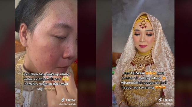 Tragedi Salah Pilih MUA, Pengantin Wanita Ini Pilih Rias Ulang (tiktok.com/restika.oktavia)