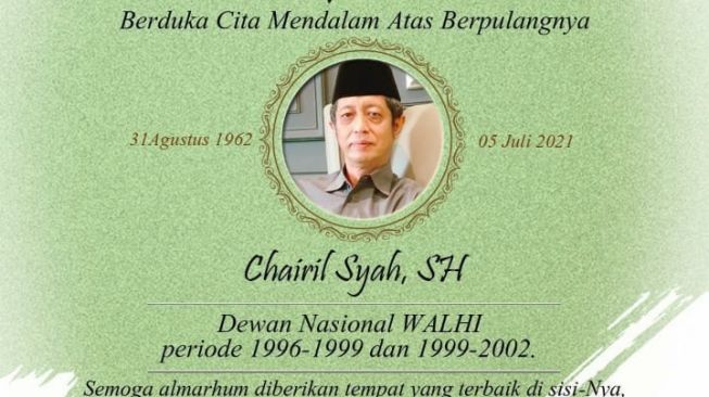 Mengenang Chairil Syah, Pengacara Progresif Jadi Ketua Forum Cikal Bakal Walhi Sumsel