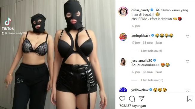 Aksi Dinar Candy dan Velisya Icci di Instagram.