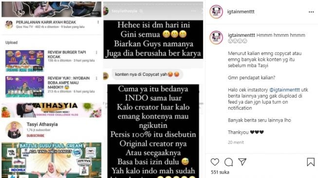 Ayu Ting Ting dituduh tiru konten YouTube Tasyi Athasya (Instagram.com)