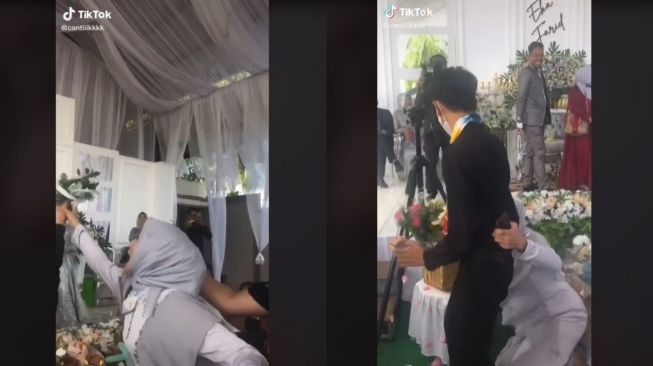 Viral Momen Wanita Dapat Buket Bunga, Malah Nyaris Peluk Pria (tiktok.com/@cantiiikkkk)