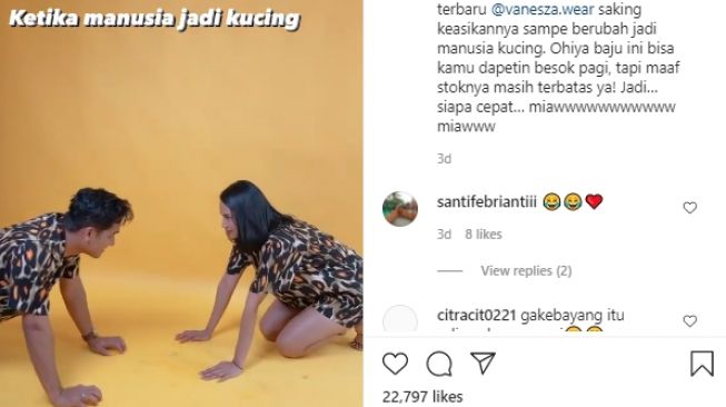 Potret Vanessa Angel dan suami pakai baju tidur [Instagram]