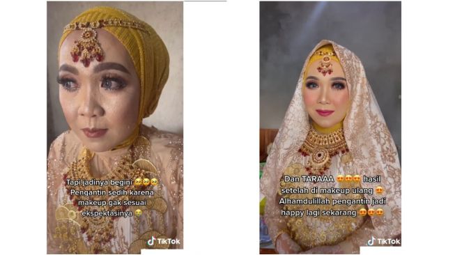 Ikuti Kemauan Orang Tua, Hasil Riasan Pengantin ini Tak Sesuai Harapan (TikTok)