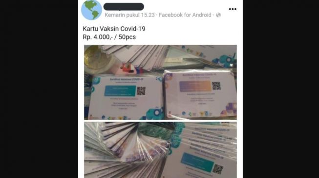 Viral Sertifikat Vaksin Covid-19 Palsu Dijual di Medsos, Cuma Rp 4 Ribu!