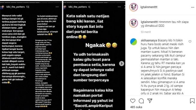 Unggahan soal Kiki The Potters [Instagram/@igtainmenttt]