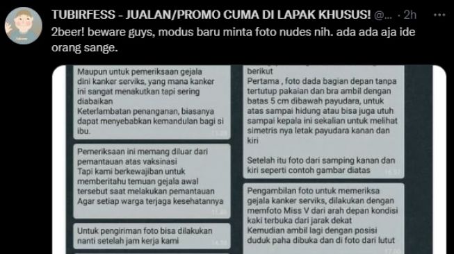 Waspada! Modus Baru Minta Foto Bugil Berdalih Pemeriksaan Kanker Payudara dan Serviks