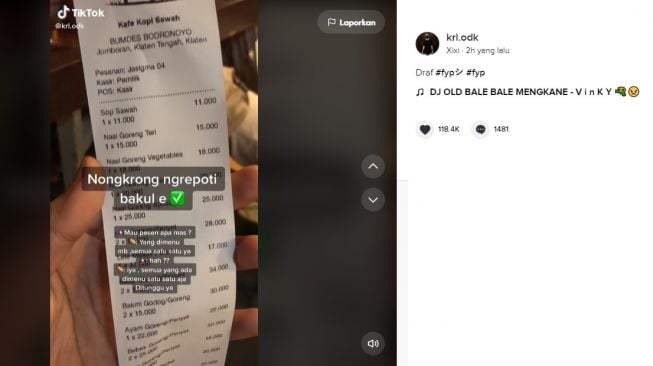 Postingan bon makan yang bikin sumringah. [TikTok]