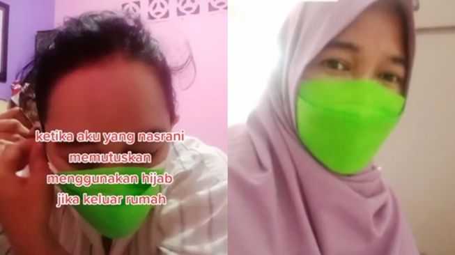 Wanita nasrani putuskan berhijab. (Tiktok/@trisiska_)