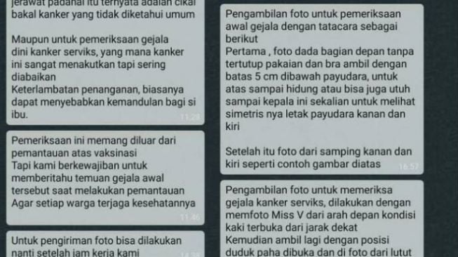 Bukti chat dari pelaku yang meminta foto organ intim (instagram)