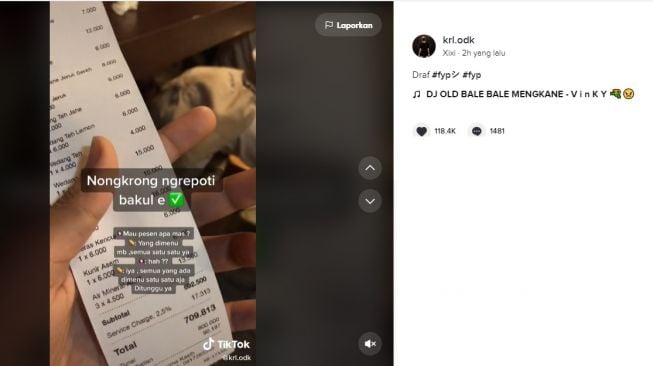 Postingan bon makan yang bikin sumringah. [TikTok]