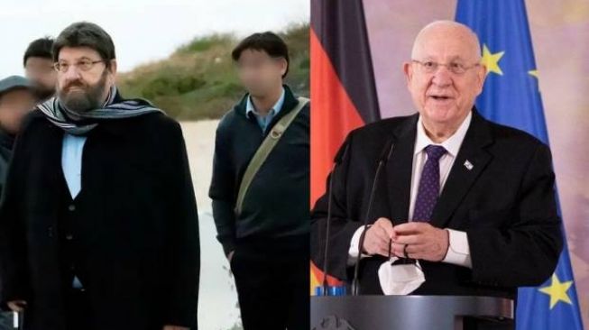 Presiden Reuven Rivlin saat menyamar menjadi warga biasa (kiri) dan saat berpakaian dinas (kanan).[Shin Bet]