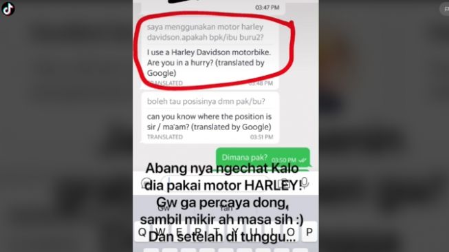 Ojol naik Harley dibayar Rp 13 ribu (tiktok)