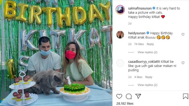 Momen ulang tahun kucing Salmafina Sunan [Instagram/salmafinasunan]