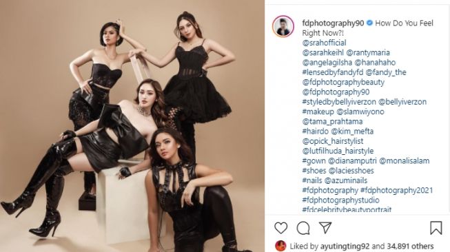 Pemotretan Ranty Maria, Angela Gilsha, Hana Saraswti, dan Sarah Keihl [Instagram]