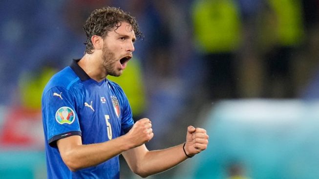 Gelandang jangkar Timnas Italia, Manuel Locatelli. [ALESSANDRA TARANTINO / POOL / AFP] 