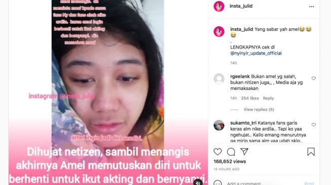 Tak Tahan Dihujat, Amel Gadis yang Mirip Nike Ardila Berhenti Berakting dan Bernyanyi