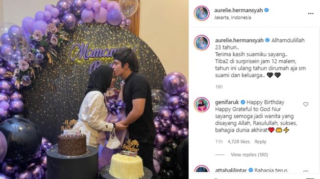 Momen kejutan ulang tahun Aurel Hermansyah [Instagram]