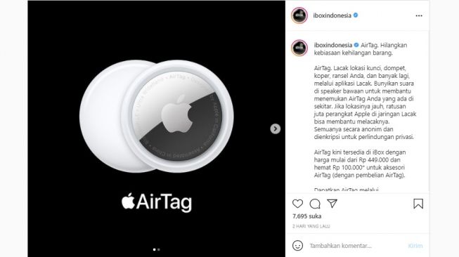 Apple AirTag dijual di Indonesia. [Instagram]