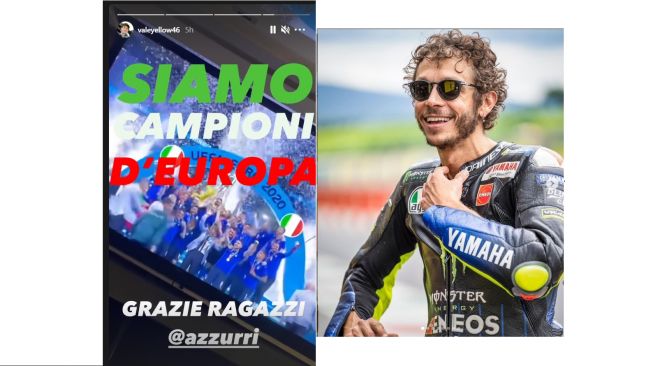 Valentino Rossi mengucapkan selamat atas timnas Italia yang berhasil menjuarai Euro 2020 (Instagram)