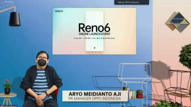 Pre-launch virtual Oppo Reno6 di Indonesia, Senin (12/7/2021). [Screenshot/Dicky Prastya] 